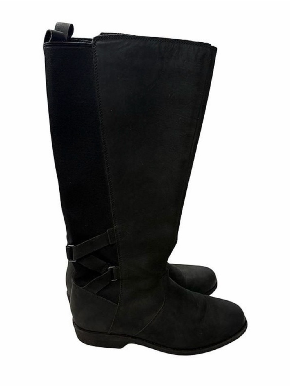 Teva Ellery Tall Black Waterproof Leather Riding Boots, 9.5